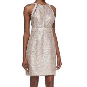 Sleeveless Metallic Halter Cocktail Dress Phoebe by Kay Unger Sz 8